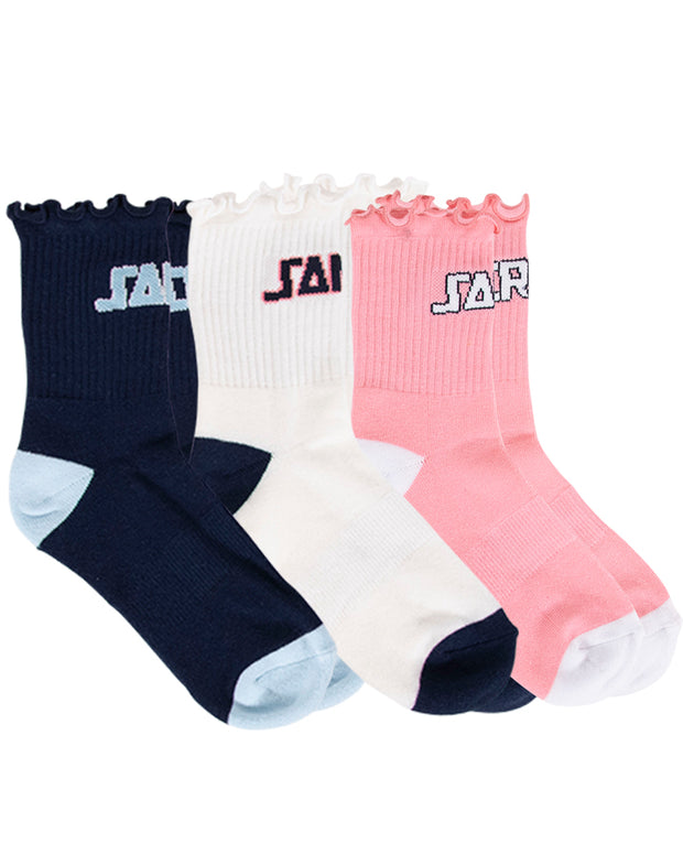 COLLEGE ARCH 3 PACK QUATER SOCK - GIRLS