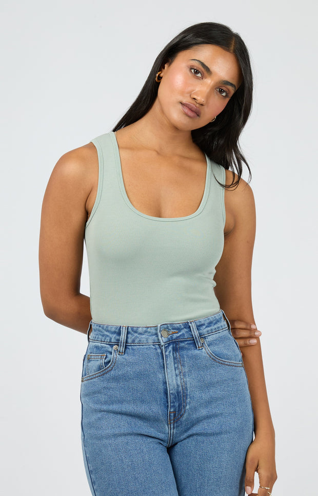 WASHED RIB SCOOP NECK TANK