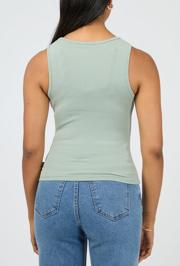 WASHED RIB SCOOP NECK TANK