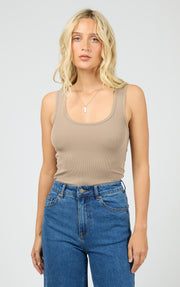 WASHED RIB SCOOP NECK TANK