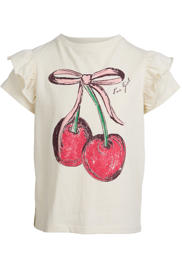 CHLOE CHERRY FRILL TEE (SIZE 3-7)