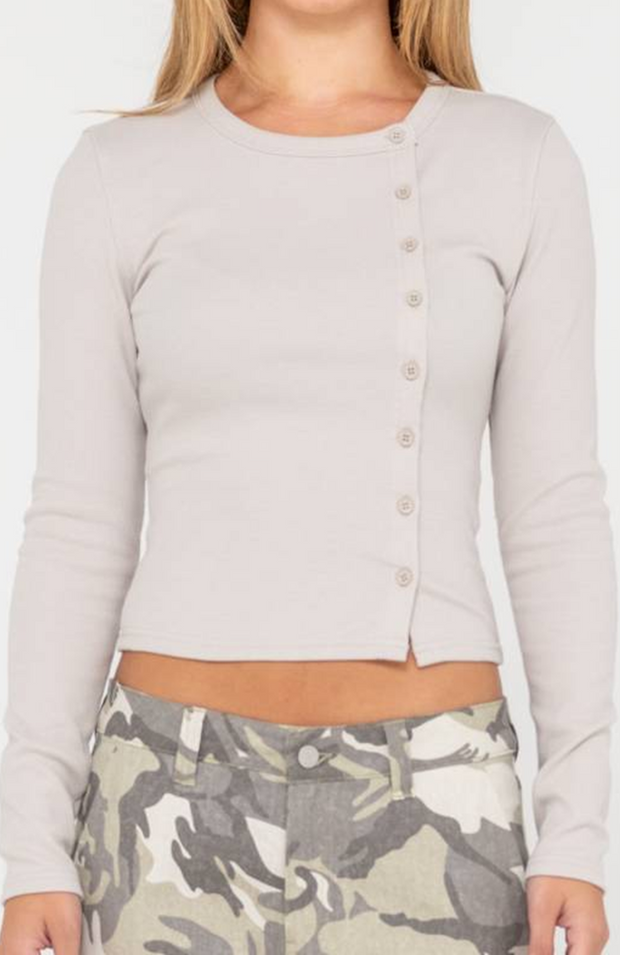 BUTTON UP LONG SLEEVE TOP