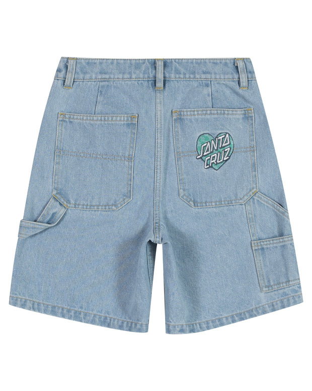 CHECKER HEART DOT CARPENTER JEAN SHORTS - GIRLS