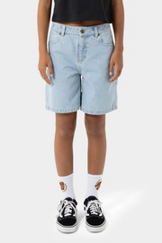 CHECKER HEART DOT CARPENTER JEAN SHORTS - GIRLS