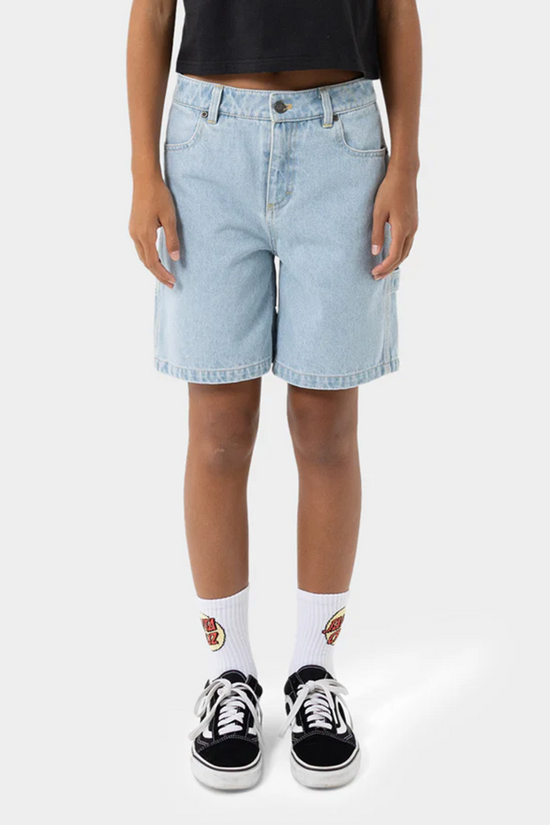 CHECKER HEART DOT CARPENTER JEAN SHORTS - GIRLS