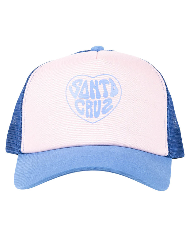 BALLOON HEART CURVE PEAK TRUCKER CAP - GIRLS