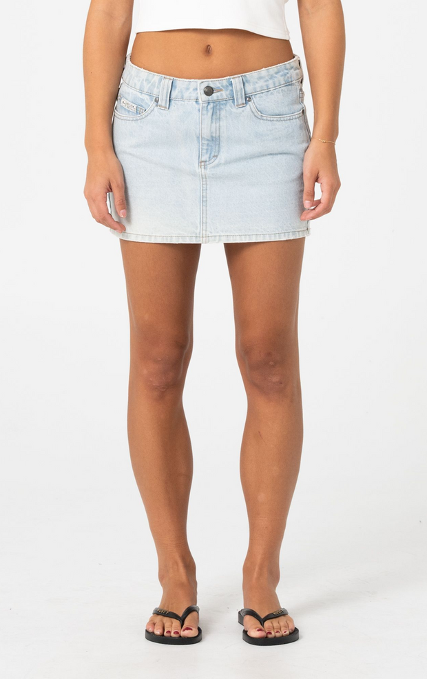 MAVERICKS LOW RISE DENIM MINI SKIRT